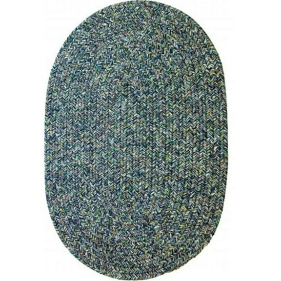 Sandi 10 x 13 ft. Tweed Indoor-Outdoor Oval Braided Rug, Denim