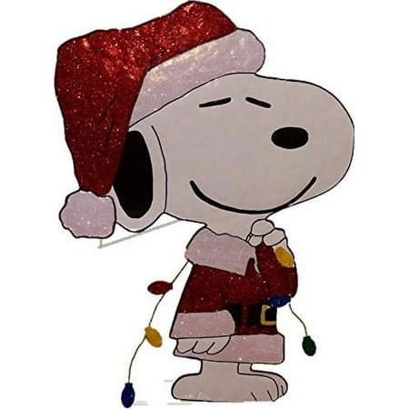 ProductWorks 32 Peanuts Snoopy in Santa Suit Hammered Metal Christmas Decoration