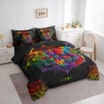 thumbnail image 4 of Manfei Bohemian Dragon Boys 7pcs Bedding Comforter Set, Tribal Damask Flower Print Queen Bedding Sets, Western Animal Reversible Queen Sheet Sets, Luxury Bedroom Decor, 4 of 8