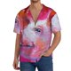 thumbnail image 1 of Balery Pink Pig Camisa Casual de Manga Corta con Botones para Hombre, Texturizada, Estilo Cubano, para Playa, Verano-Medium, 1 of 5