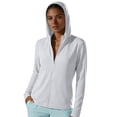thumbnail image 2 of Women's Relaxed UV Protection Sun Hoodie Regular Fit Solid Color Hooded Long Sleeve Cooling Breathable Sun Coat for Daily Casual Outdoor Wear White M, 2 of 7