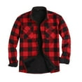 thumbnail image 5 of Flannel Plaid Shirts for Men Sherpa Lined Casual Button Up Shackets Jackets Long Sleeve Fitted Tops with Pocket (XL, Red), 5 of 7