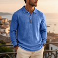 thumbnail image 7 of Havenx Men's Slub Cotton Linen Polo Shirts Long Sleeve Button Down Polo Collared Polos Refreshing Silky Soft Lightweight Summer Clothes,Royal Blue 2XL, 7 of 7
