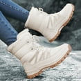 thumbnail image 4 of Mepaouo Womens Winter Boots Lace up Waterproof Warm Hiking Mid Calf Walking Ankle Booties(Beige,6), 4 of 7