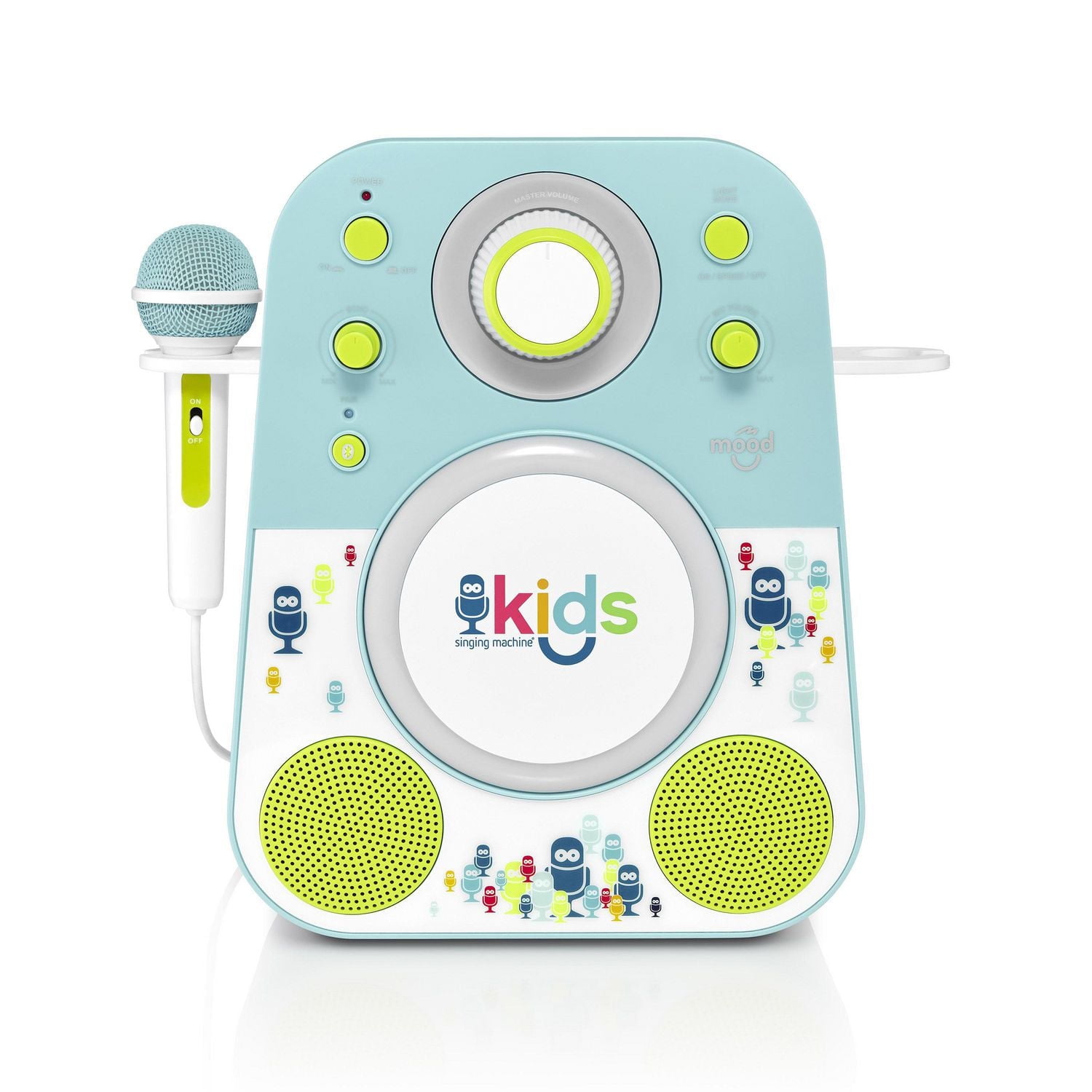 Singing Machine - Kids Mood, Haut Parleur bluetooth avec microphone, Bleu/Vert