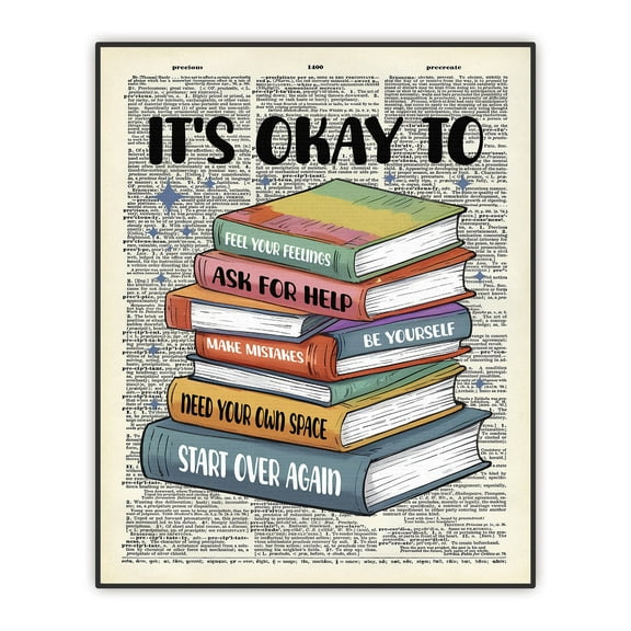 It Is Okay To Feel, Classroom Decor, My Feelings Vintage Poster, Educational Wall Art, Be Yourself, Dictionary Art Print, School Counselor Wall Decor, Kids Room Decor (Unframed 8x10 INCH)