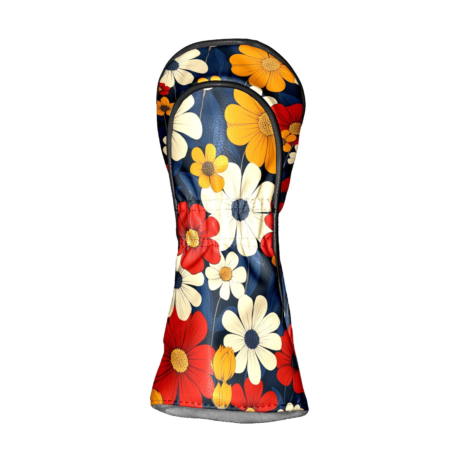 Golf Club Covers PU Leather Waterproof Head Covers for Fairway Woods Hybrids Colorful Flower Pattern
