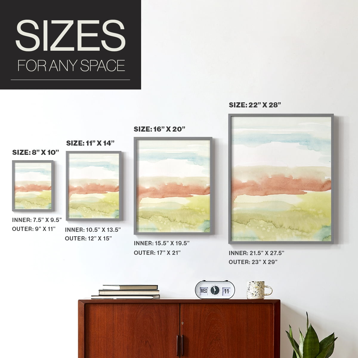 Blushing Sunrise II Framed Print in Gray Solid Wood Framed Print No Nail Hanging