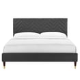thumbnail image 3 of Modway Leah Chevron Tufted Performance Velvet Full Platform Bed in Charcoal, 3 of 8