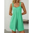 thumbnail image 6 of IROINNID Solid Color Jumpsuits for Women Summer Casual Short Jumpsuit Shorts Sleeveless Overalls Wide Leg Romper Shorts with Pockets(Mint Green,L), 6 of 8