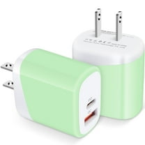 USB C Block,FiveBox 2pack USB C Wall Charger Block 20W PD Type C Charger Block QC3.0 Dual USB C Wall Charger Adapter USB C Brick Fast Charging Block Type C Charger Box,Green