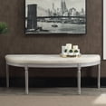 thumbnail image 2 of Coastal Button Tufted Light Beige Upholstered Bench with Weathered Gray Legs, 2 of 6