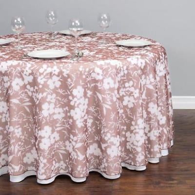 114 In Round Beige With White Foliage Tablecloth Com White Foliage Tablecloth, Shabby Chic Round Tablecloth Uk