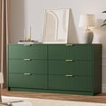 thumbnail image 4 of FURNIWAY 6 Drawer Dresser for Bedroom, 55" Wide Modern Chest of Drawers with Gold Metal Handles, Fluted Wood Clothes Storage Organizer & Cabinet for Living Room, Hallway, Green, 4 of 7