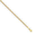 thumbnail image 1 of Real 14kt Yellow Gold 2.3mm Flat Beveled Curb Chain Chain Bracelet; 8 inch; for Adults and Teens; for Women and Men, 1 of 4