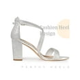 thumbnail image 3 of BLISSFUL STEP Glitter Open Toe Crisscross Strap Block Heel Sandals for Women, 3 of 5