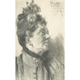 thumbnail image 2 of Adolph Menzel 16x24 Gold Ornate Framed and Double Matted Museum Art Print Titled - Woman with a Crushed Velvet Hat (1894), 2 of 4