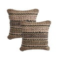 thumbnail image 2 of Laddha Home Designs Hand Woven Striped Square Throw Pillow - 18" - Beige and Brown - Set of 2, 2 of 3