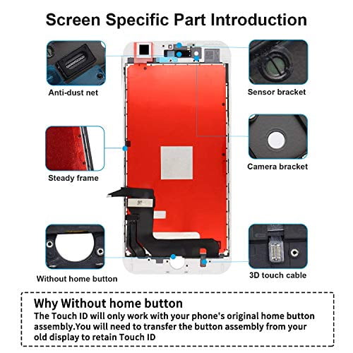 for iPhone 8 Plus Screen Replacement White 5.5 Inch, Diykitpl 3D Touch LCD Digitizer Display for iPhone 8 Plus, with Repair Tools Kit for A1864,A1897,
