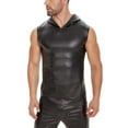 thumbnail image 6 of Men Shiny Leather Tank Top, Soft Matte Leather, Male Hoodies Leather Casual Vest, 6 of 7