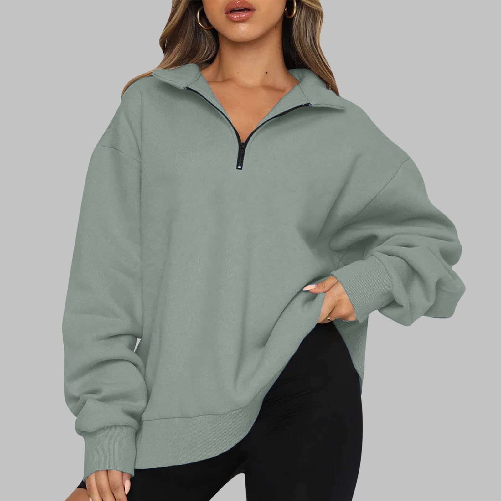 gakvbuo Clearance Items All 2022!Sweaters For Women Trendy Queen Oversized  Half Zip Pullover Lapel Neck Long Sleeve Sweatshirt Quarter Zip Hoodie  Sweater Teen Girls Fall Y2K Clothes 