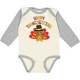 thumbnail image 3 of Inktastic Happy Thanksgiving Cute Turkey in Pilgrim Hat Boys or Girls Long Sleeve Baby Bodysuit, 3 of 5