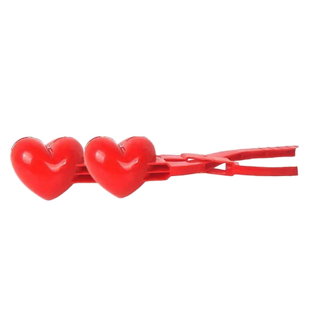Heart Shaped Snowball Maker Clip For Winter Outdoor Kids Toy Plastic Snowball Tool Double Heart