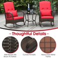 thumbnail image 6 of GVN Backyard Furniture Sets,Outdoor Furniture Sets,3 Pieces Rocking Bistro Set with 2-Tier Coffee Table-Red, 6 of 10