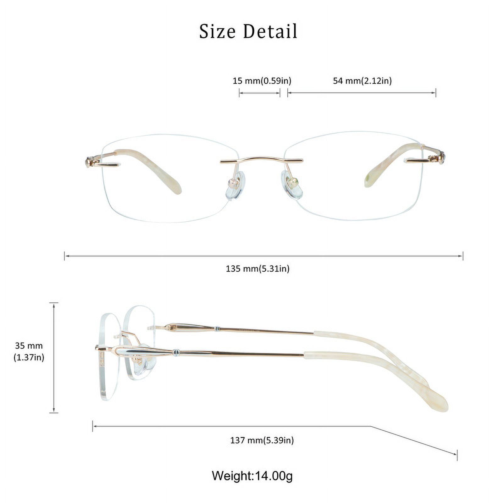 LifeArt Pure Titanium Frame Glasses/Blue Light Blocking Reading Glasses, Reduce Eyestrain, Stylish for Women(Champagne,+3.50 Magnification)