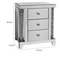 thumbnail image 6 of Noe 26 Inch 3 Drawer Accent Table Nightstand Mirrored Faux Diamond Inlay Silver - Saltoro Sherpi, 6 of 6