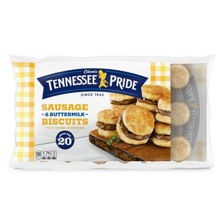 Odom's Tennessee Pride Sausage & Buttermilk Biscuits, Breakfast Sandwiches, 20-Count