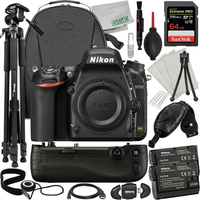 Nikon D750 DSLR Camera (Body Only) with MBD16 Multi Battery Power Pack