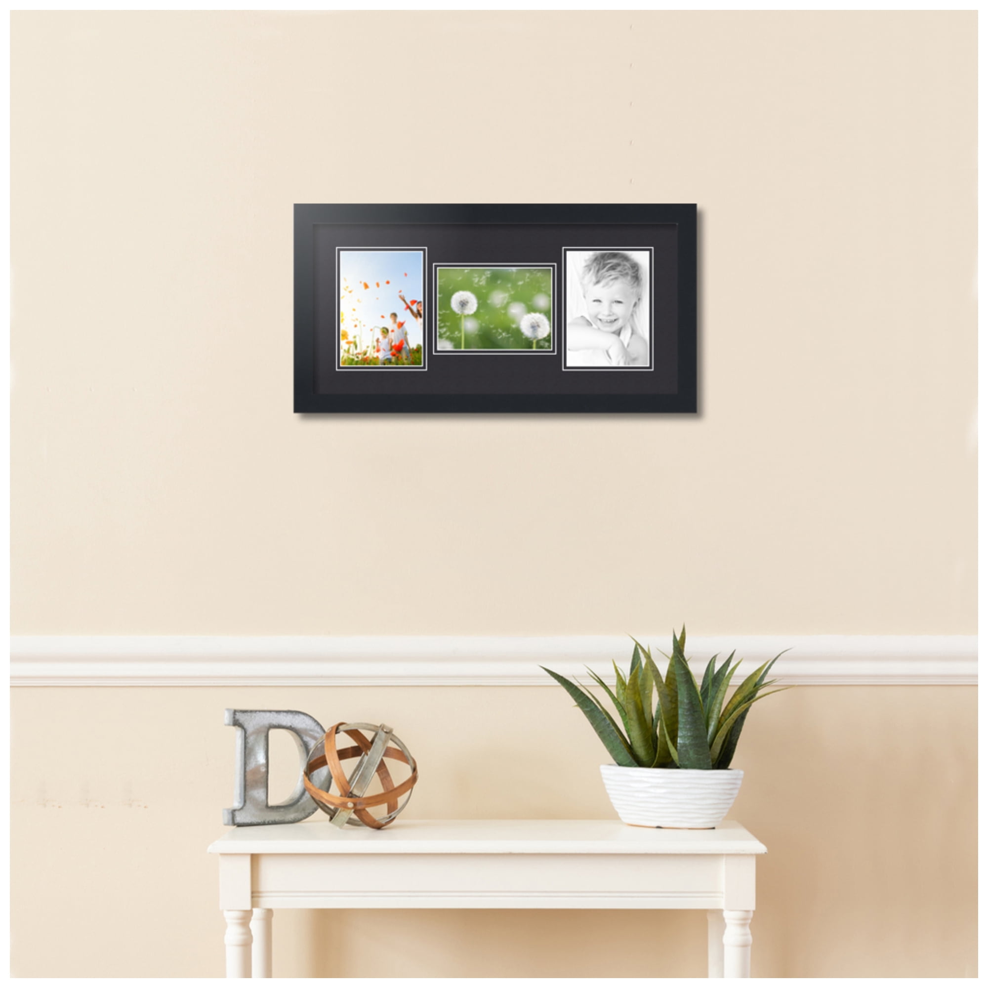 ArtToFrames Collage Photo Picture Frame with 3 - 5x7 Openings, Framed in Black with Black and Black Mats (CDM-3926-70)