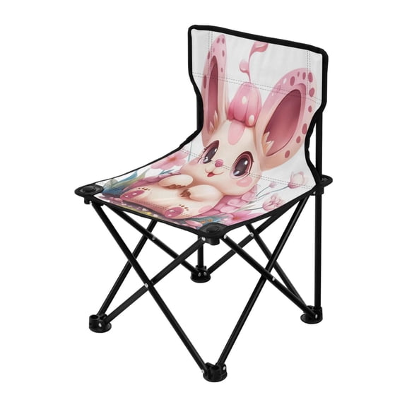 Outdoor Folding Chair 14.46x14.46x22.83 Inches, Camping Folding Chair Easy to Carry Ideal for Outdoor Picnics Camping Park Fishing Super Cute Pink Rabbit