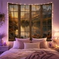 thumbnail image 2 of Sunset Over Mountain Lake with Cabin in Wilderness, Serene Digital Art for Nature Lovers, Scenic Landscape Artwork, Thanksgiving Gift, Tapestry Wall Hanging for Living Room and Bedroom, 2 of 7