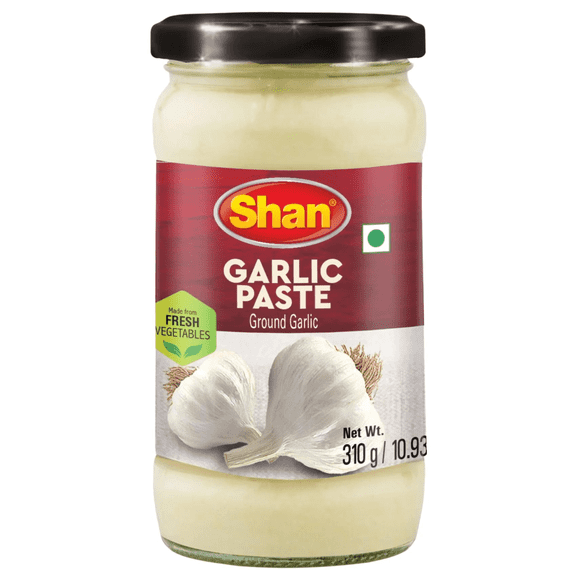 Shan - Garlic Paste 10.93 oz (310g) Traditional Taste Enhancing Cooking Paste from Fresh Ground Garlic - Suitable for Vegetarians - Airtight Glass Jar.