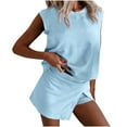 thumbnail image 2 of Heisall Women's Solid Color Two Piece Sets Sleeveless Round Neck Top and Shorts Casual Lounge Sets Summer Spring Outfits, 2 of 9