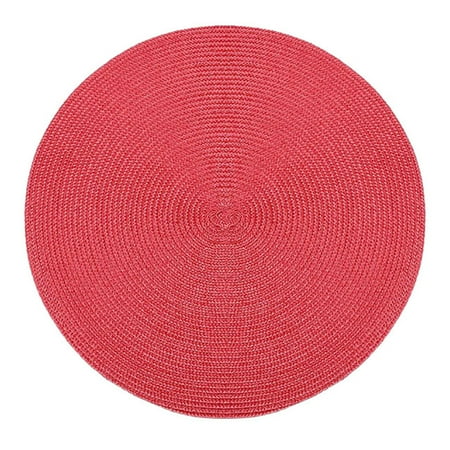 

Decor Store Round Woven Placemat Dining Table Mat Disc Bowl Pad Coaster Waterproof Decor(Red)