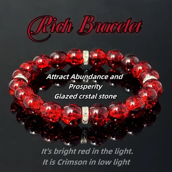 Carnelian Bracelet, Red Beaded Bracelet For Women Crystal Stone Healing Energy Wealth Protection Rhinestone 10mm Stretch Bracelet Waterproof Non Tarnish Jewelry Gift