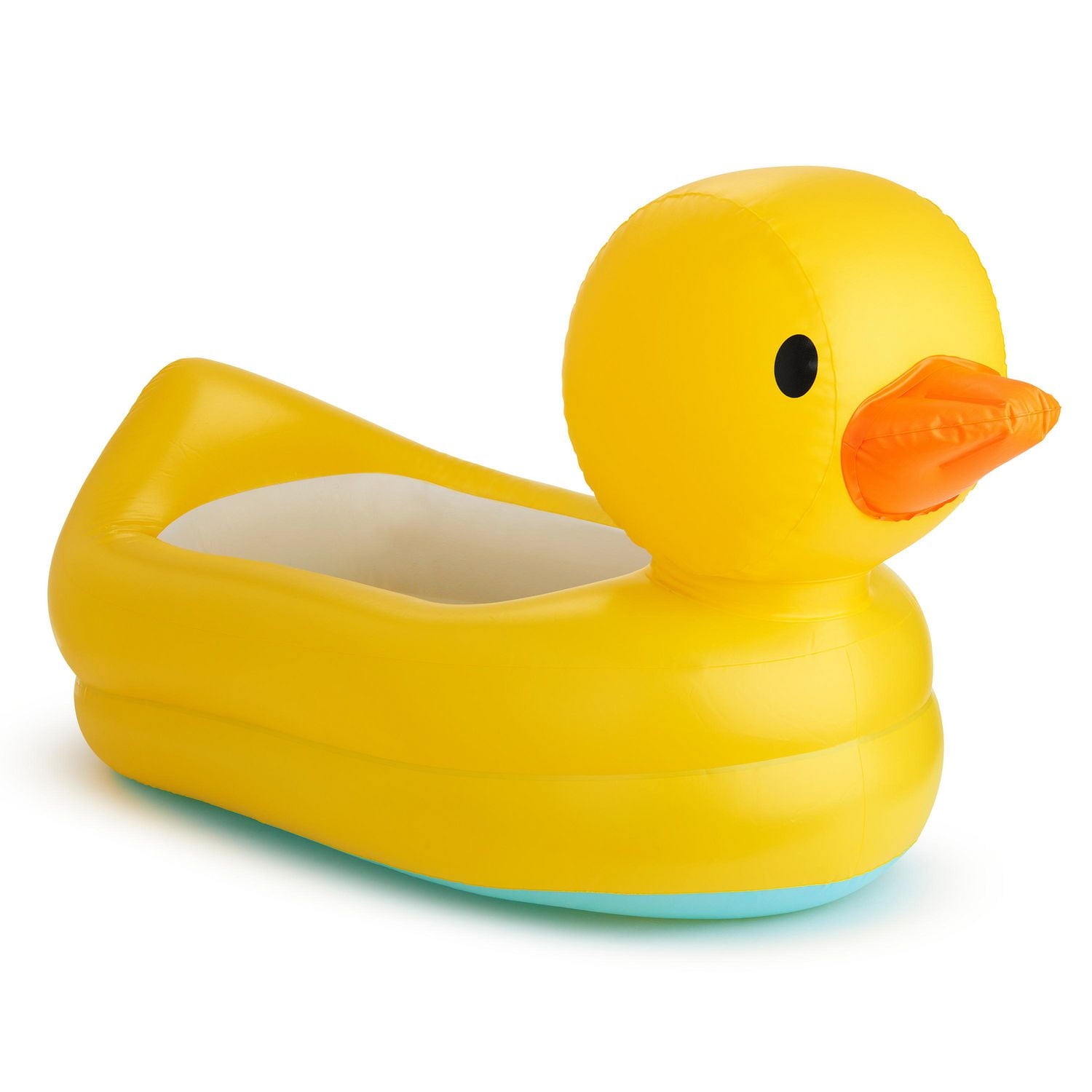 Munchkin White Hot Inflatable Duck Safety Baby Bath Tub, Includes White Hot Technology and Drain Hole, Non-Slip Surface and Contoured Headrest, Yellow
