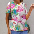 thumbnail image 6 of Flamingo Pattern Women's Short Sleeve Tops Casual Blouses T Shirt, 6 of 6