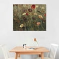 thumbnail image 2 of Nawypu  Framed Canvas Print Wall Art Lush Poppy Field Vibrant Red and Pink Floral Nature Wilderness Illustrations Rustic Zen Colorful for Living Room, Bedroom, Office - BLACK, 2 of 6