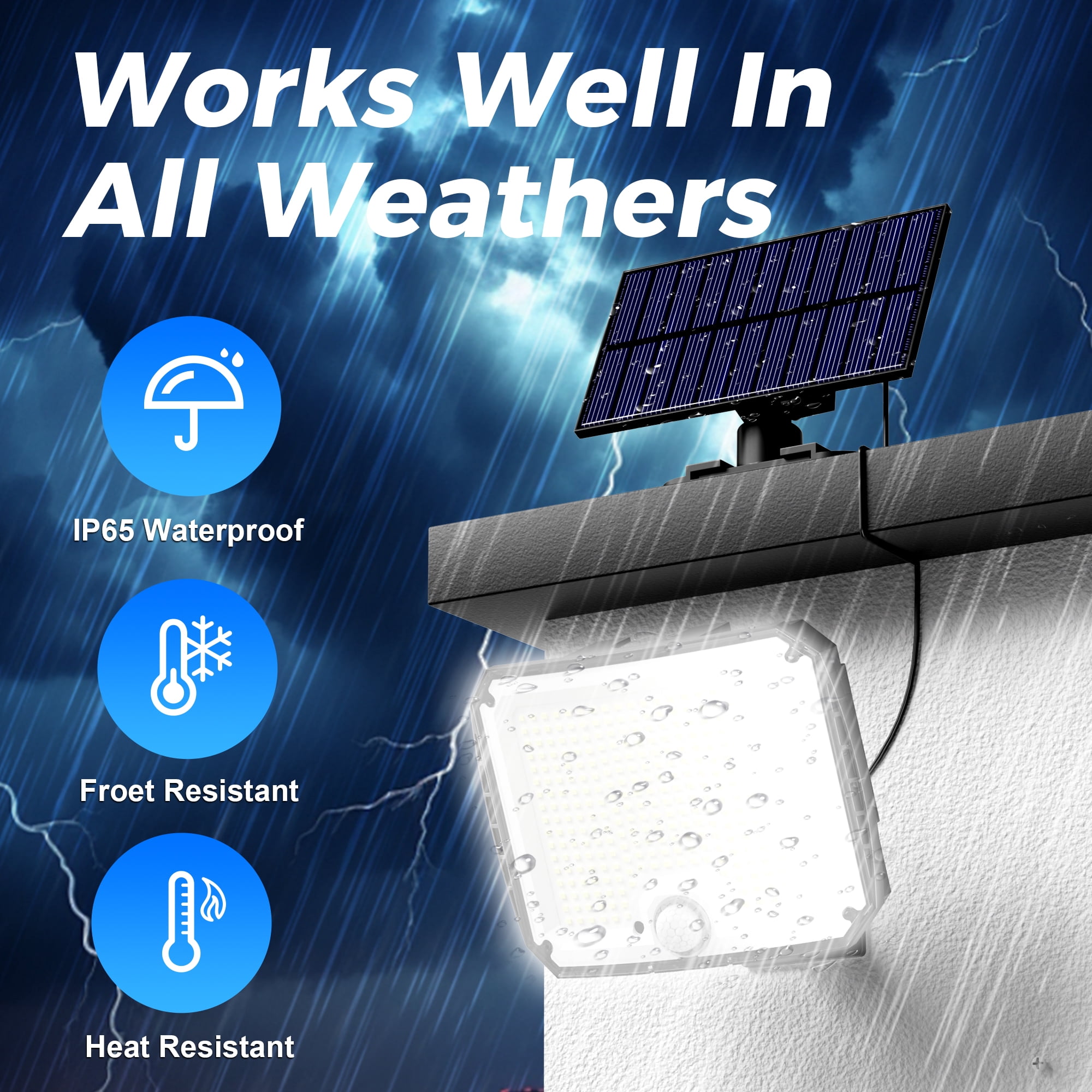 DAYBETTER Solar Lights Outdoor,318LED,5 Modes Split Motion Sensor Outdoor Lights with Remote   Control,IP65 Waterproof,180°Wide Angle Outdoor Solar Lights for Yard,Patio,Garden,2 Pack