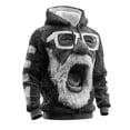 thumbnail image 4 of Men's Christmas Flannel Hooded Sweatshirt Winter Warm Lined Pullover Casual Streetwear Top With Front Pocket Grey 3XL, 4 of 5