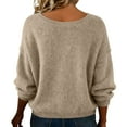 thumbnail image 5 of Sweaters for Women V Neck Long Sleeve Trendy Knitted Pullover Soft Warm Sweater Tops Camel XL, 5 of 6