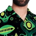 thumbnail image 5 of Alien Men's Casual Printed Poplin Short Sleeve Button Down Beach Shirt with Spread Collar Top, 5 of 6