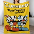 thumbnail image 4 of Cuphead Blanket Cartoon Flannel Throw Blankets Ultra Soft Flannel Lightweight Throws for Couch Bed Plush Fuzzy Microfiber Warm Thermal All Seasons Use 60”x50", 4 of 8