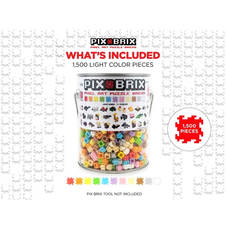  Pix Brix Pixel Art Puzzle Bricks Bucket – 1,500 Piece Pixel Art  Kit with 11 Colors, Dark Palette – Interlocking Building Bricks, 2D and 3D  Builds – Stem Toys, Ages 6 Plus : Toys & Games