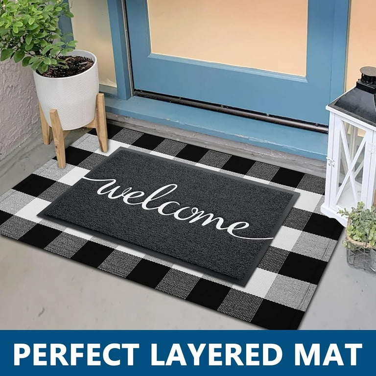 Sixhome Outdoor Mat 24 inchx35 inch Front Door Mat Non Slip Rubber Doormat Low Profile Welcome Mat for Outside Absorbent Dirt Trapper Outdoor Doormat