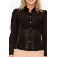 thumbnail image 3 of Organza Pleated Long Sleeve Blouse, 3 of 5